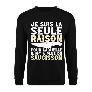 Le Saucisson c'est La Vie - Humor Apéro Cadeau - Unisex Pullover - Schwarz - Vorne - Alina (178cm) & Michal (187cm)