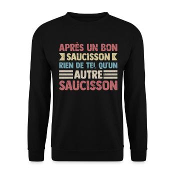 Saucisson Humour Saucisson Apéro Bon Vivant Drôle - Sweat-shirt Unisexe - noir - Devant - Alina (178cm) & Michal (187cm)