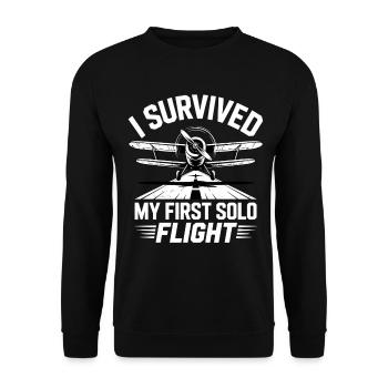 Premier vol Vol en avion - Sweat-shirt Unisexe - noir - Devant - Alina (178cm) & Michal (187cm)