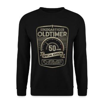 50th Birthday 50s 50th 50th 50th Anniversary Classic Car - Unisex Sweatshirt - black - Front - Alina (178cm) & Michal (187cm)