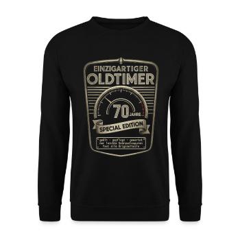 70e anniversaire des années 70 70e 70e anniversaire Voiture ancienne - Sweat-shirt Unisexe - noir - Devant - Alina (178cm) & Michal (187cm)