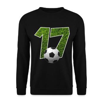 NR. 17 NUMMER 17 FUßBALL 17. GEBURTSTAG - Unisex Pullover - Schwarz - Vorne - Alina (178cm) & Michal (187cm)