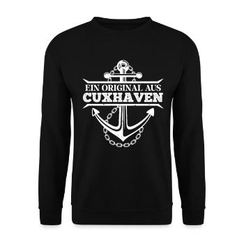 Cuxhavener EIN ORIGINAL AUS CUXHAVEN Lustig - Unisex Pullover - Schwarz - Vorne - Alina (178cm) & Michal (187cm)