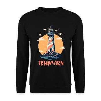 Baltic Sea Holiday FEHMARN Lighthouse Fun - Unisex Sweatshirt - black - Front - Alina (178cm) & Michal (187cm)