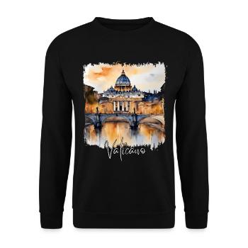 Watercolor of The Vatican - Unisex Sweatshirt - black - Front - Alina (178cm) & Michal (187cm)