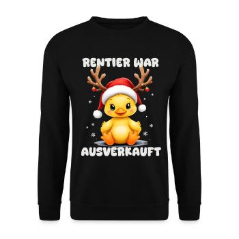 Reindeer was sold out Funny Christmas Duck - Unisex Sweatshirt - black - Front - Alina (178cm) & Michal (187cm)
