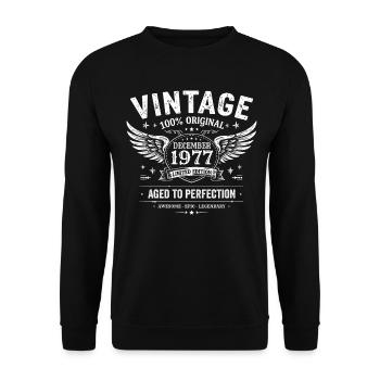 Cadeau Vintage Decembre 1977 Anniversaire 1977 - Sweat-shirt Unisexe - noir - Devant - Alina (178cm) & Michal (187cm)