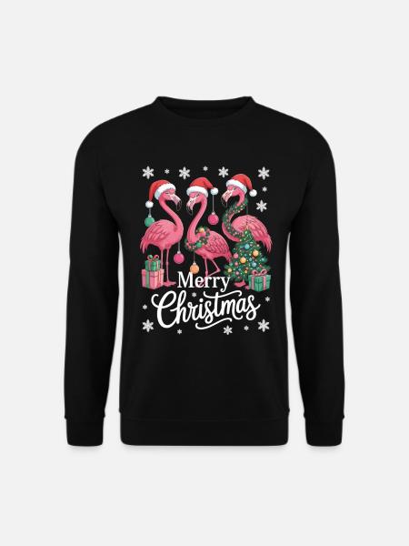 Flamingo Weihnachts T-shirt – Glædelig jul - Unisex sweater - sort