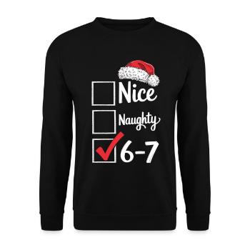 XMAS Shirt – Nice Naughty 6–7 - Unisex Sweatshirt - black - Front - Alina (178cm) & Michal (187cm)