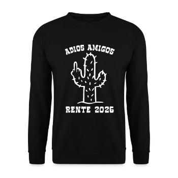 Adios Amigos Rente 2026 - Ruhestand - Pension - Unisex Pullover - Schwarz - Vorne - Alina (178cm) & Michal (187cm)