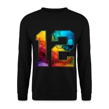 NON. 12 NUMÉRO 12 COLLÈGE 12E ANNIVERSAIRE - Sweat-shirt Unisexe - noir - Devant - Alina (178cm) & Michal (187cm)
