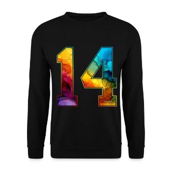 NON. 14 NUMÉRO 14 COLLÈGE 14E ANNIVERSAIRE - Sweat-shirt Unisexe - noir - Devant - Alina (178cm) & Michal (187cm)