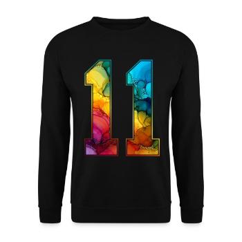 NON. 11 NUMÉRO 11 COLLÈGE 11E ANNIVERSAIRE - Sweat-shirt Unisexe - noir - Devant - Alina (178cm) & Michal (187cm)