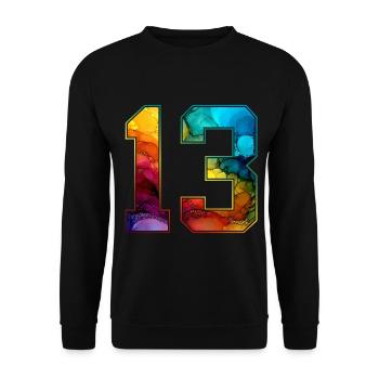 NON. 13 NUMÉRO 13 COLLÈGE 13E ANNIVERSAIRE - Sweat-shirt Unisexe - noir - Devant - Alina (178cm) & Michal (187cm)