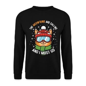 Meowtains Are Calling And I Must Go Apres Ski - Unisex Sweatshirt - black - Front - Alina (178cm) & Michal (187cm)