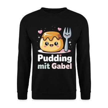 Pudding Mit Gabel - Unisex Pullover - Schwarz - Vorne - Alina (178cm) & Michal (187cm)