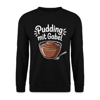 Pudding Mit Gabel - Unisex Pullover - Schwarz - Vorne - Alina (178cm) & Michal (187cm)