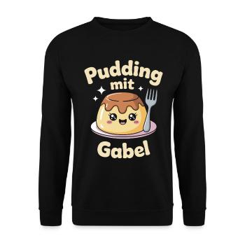 Pudding Mit Gabel - Unisex Pullover - Schwarz - Vorne - Alina (178cm) & Michal (187cm)