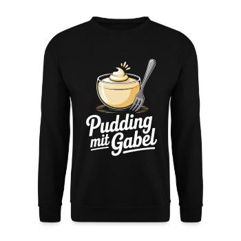 Pudding Mit Gabel - Unisex Pullover - Schwarz - Vorne - Alina (178cm) & Michal (187cm)