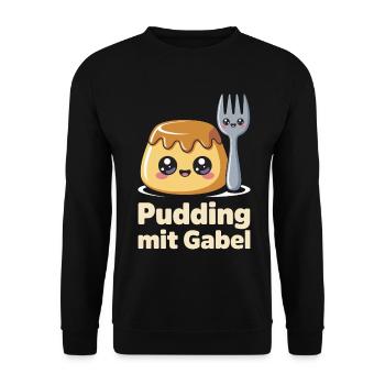 Pudding Mit Gabel - Unisex Pullover - Schwarz - Vorne - Alina (178cm) & Michal (187cm)
