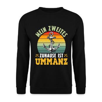 Ostsee MEIN ZWEITES ZUHAUSE IST UMMANZ - Unisex Pullover - Schwarz - Vorne - Alina (178cm) & Michal (187cm)
