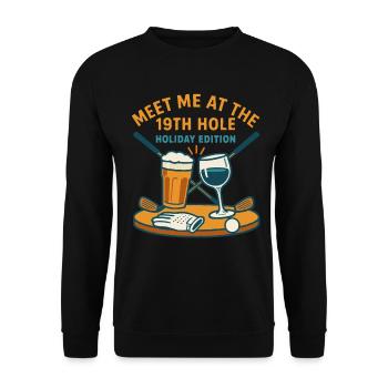 Meet Me At The 19th Hole Holiday Cheer - Unisex Sweatshirt - black - Front - Alina (178cm) & Michal (187cm)
