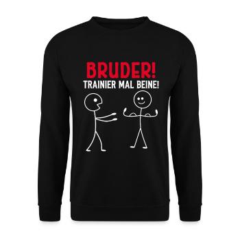 Stick Figure BROTHER TRAIN LEGS Funny - Unisex Sweatshirt - black - Front - Alina (178cm) & Michal (187cm)