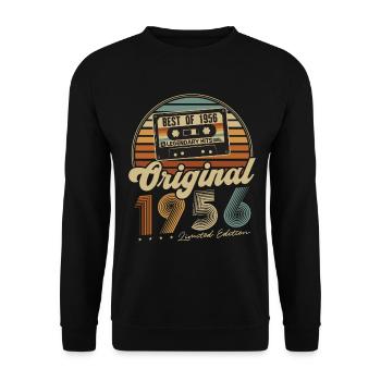 Original 1956 Vintage Cadeau d’anniversaire Rétro - Sweat-shirt Unisexe - noir - Devant - Alina (178cm) & Michal (187cm)