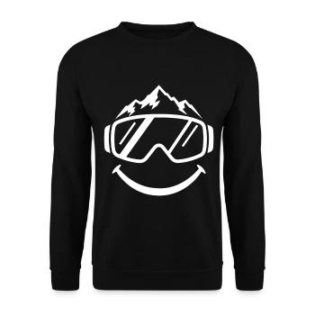 Funny Face Apres Ski Party Crew Snow Skiing Ski - Unisex Sweatshirt - black - Front - Alina (178cm) & Michal (187cm)