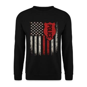 Drapeau de la police américaine insigne look vintage - Sweat-shirt Unisexe - noir - Devant - Alina (178cm) & Michal (187cm)