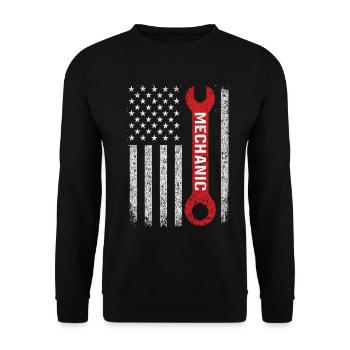 US Flag Mechanic Key Vintage Look - Unisex Sweatshirt - black - Front - Alina (178cm) & Michal (187cm)