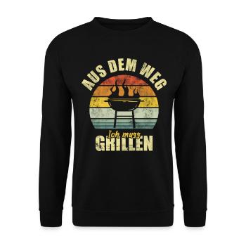 Grilling BBQ Griller Grillmeister Funny Saying - Unisex Sweatshirt - black - Front - Alina (178cm) & Michal (187cm)