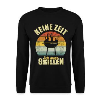 Grilling BBQ Grill Grillmeister Funny Saying - Unisex Sweatshirt - black - Front - Alina (178cm) & Michal (187cm)