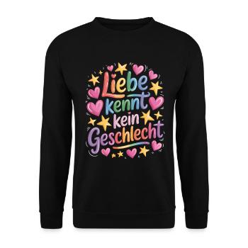 Love Knows No Gender Rainbow LGBTQ Pride - Unisex Sweatshirt - black - Front - Alina (178cm) & Michal (187cm)