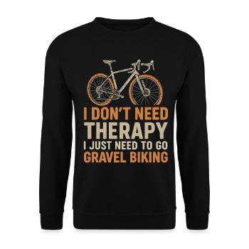 Gravel Bike Shirt – Keine Therapie, nur Radfahren - Unisex Pullover - Schwarz - Vorne - Alina (178cm) & Michal (187cm)