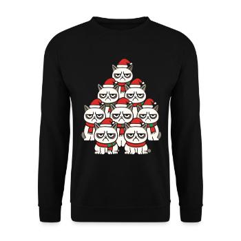Chats de Noël grincheux – Lustiges Katzen - Sweat-shirt Unisexe - noir - Devant - Alina (178cm) & Michal (187cm)