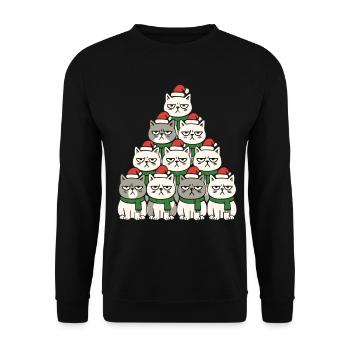 Chats de Noël grincheux – Lustiges Katzen - Sweat-shirt Unisexe - noir - Devant - Alina (178cm) & Michal (187cm)