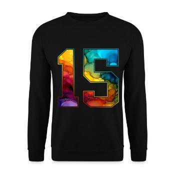 NON. 15 NUMÉRO 15 COLLÈGE 15E ANNIVERSAIRE - Sweat-shirt Unisexe - noir - Devant - Alina (178cm) & Michal (187cm)
