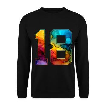 NON. 18 NUMÉRO 18 COLLÈGE 18E ANNIVERSAIRE - Sweat-shirt Unisexe - noir - Devant - Alina (178cm) & Michal (187cm)