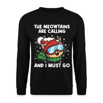 Apres Ski Meowtains Are Calling And I Must Go - Unisex Sweatshirt - black - Front - Alina (178cm) & Michal (187cm)