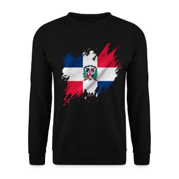 Dominikanische Flagge, zerrissener Stil - Unisex Pullover - Schwarz - Vorne - Alina (178cm) & Michal (187cm)