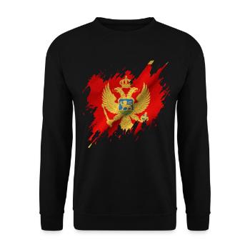 Flagge Montenegros, Rissen-Stil - Unisex Pullover - Schwarz - Vorne - Alina (178cm) & Michal (187cm)