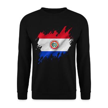 Paraguay flag, torn style - Unisex Sweatshirt - black - Front - Alina (178cm) & Michal (187cm)