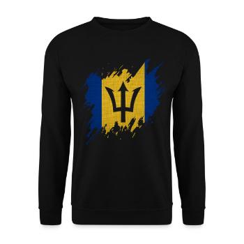 Barbados-Flagge, Ripp-Style - Unisex Pullover - Schwarz - Vorne - Alina (178cm) & Michal (187cm)