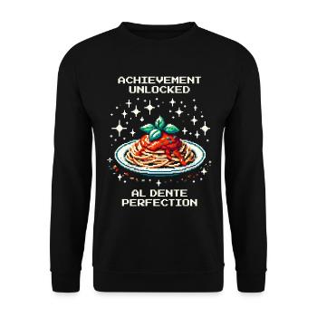 Al Dente Perfection | Pasta Gamer Humor - Unisex Sweatshirt - black - Front - Alina (178cm) & Michal (187cm)