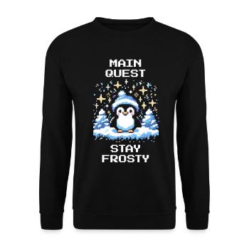 Restez givré | Quête principale Humour d’hiver - Sweat-shirt Unisexe - noir - Devant - Alina (178cm) & Michal (187cm)