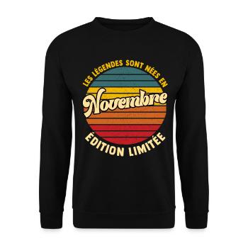 Legends Are Born In November - Anniversary - Unisex Sweatshirt - black - Front - Alina (178cm) & Michal (187cm)