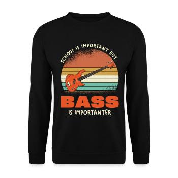 Bass ist wichtiger als Schule - Unisex Pullover - Schwarz - Vorne - Alina (178cm) & Michal (187cm)