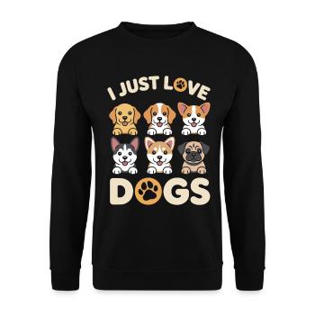 J’aime juste les chiens mignon chien illustration - Sweat-shirt Unisexe - noir - Devant - Alina (178cm) & Michal (187cm)