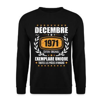 Décembre 1971 Anniversaire - Nées En Décembre 1971 - Sweat-shirt Unisexe - noir - Devant - Alina (178cm) & Michal (187cm)